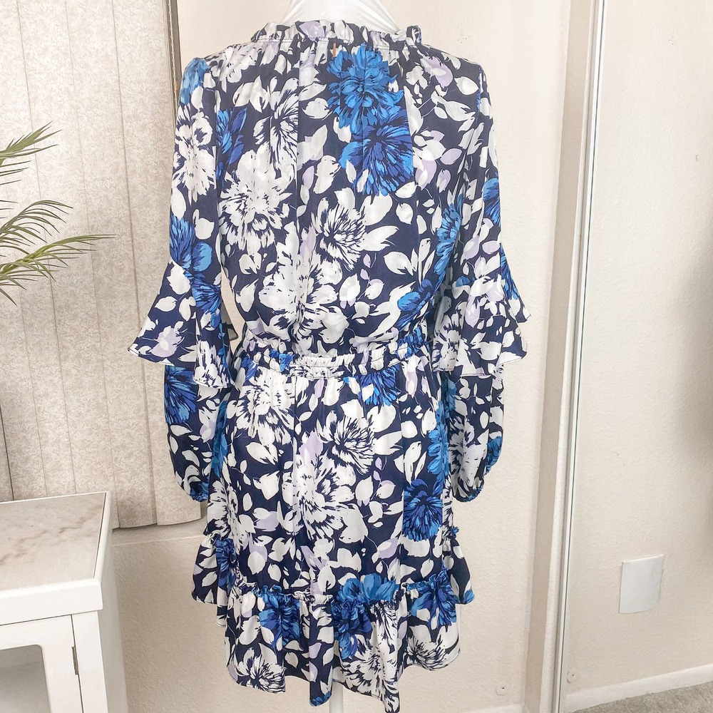 Misa Los Angeles Dress Mini Floral White Blue Nehda Botanical Size Medium - Picture 6 of 15